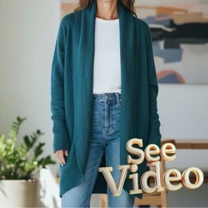 (ANY 2/$20) TRIPLE FIVE Green Open Front Sweater with Embellishments